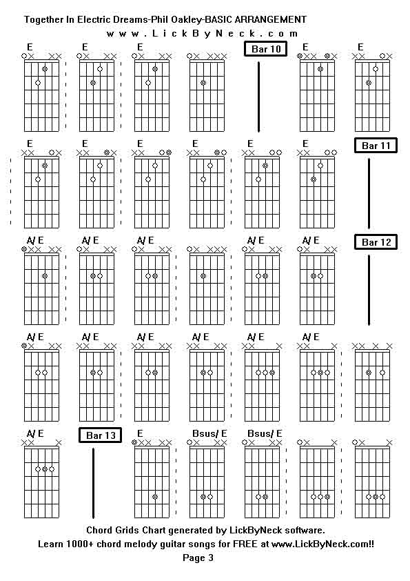 Chord Grids Chart of chord melody fingerstyle guitar song-Together In Electric Dreams-Phil Oakley-BASIC ARRANGEMENT,generated by LickByNeck software.